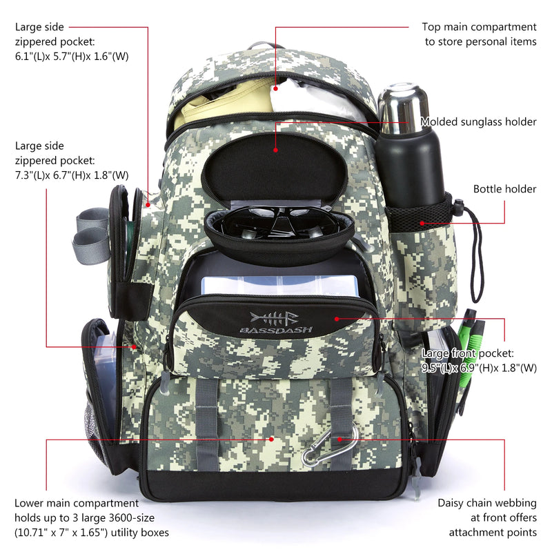 Load image into Gallery viewer, Bassdash Fishing Bag Tackle Backpack Lightweight Tactical Tackle Box Multifunctional
