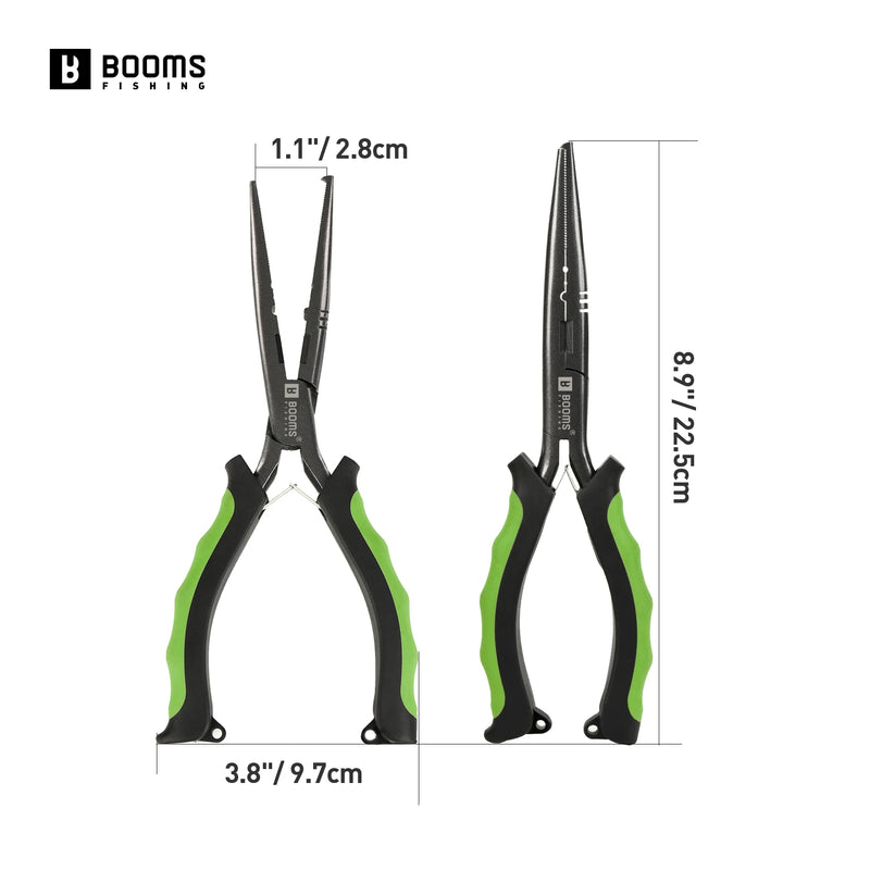 Load image into Gallery viewer, Booms Fishing F03 Multifunction Fishing Pliers Tools 23.5cm Straight Long Nose Stainless Steel Line Cutter Scissors Tools
