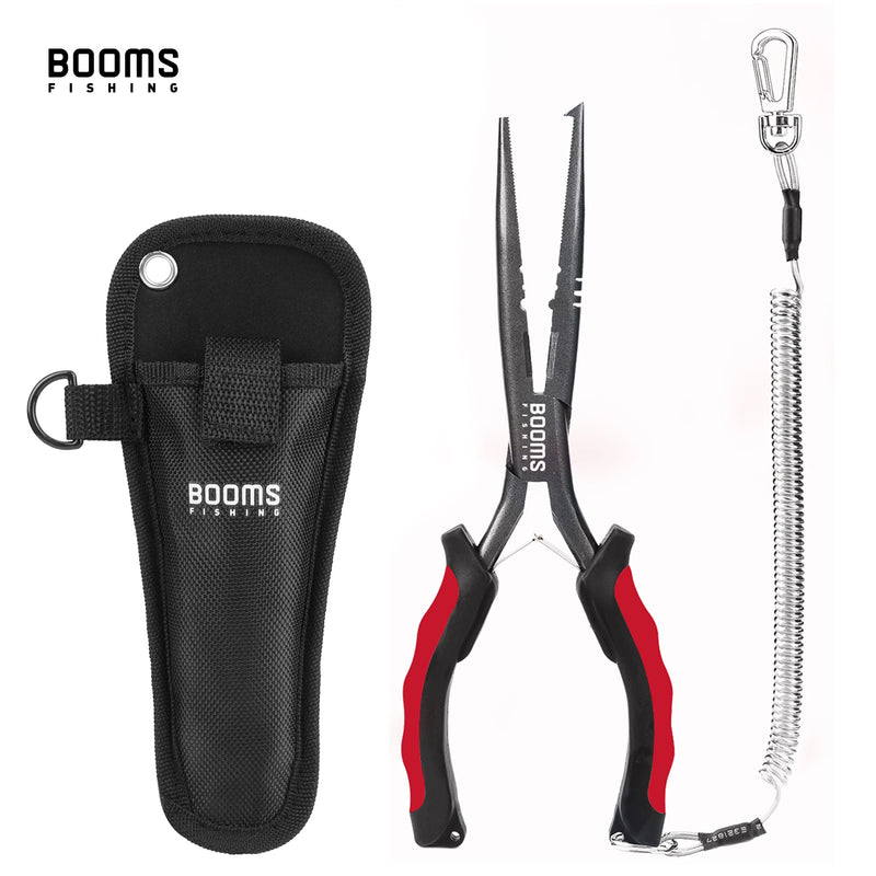 Load image into Gallery viewer, Booms Fishing F03 Multifunction Fishing Pliers Tools 23.5cm Straight Long Nose Stainless Steel Line Cutter Scissors Tools

