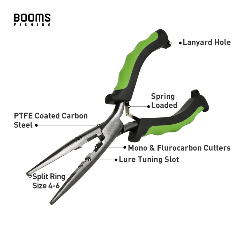 Load image into Gallery viewer, Booms Fishing F03 Multifunction Fishing Pliers Tools 23.5cm Straight Long Nose Stainless Steel Line Cutter Scissors Tools
