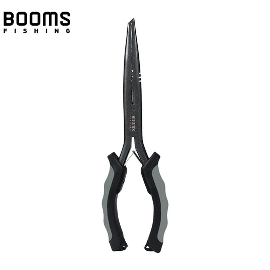 Booms Fishing F03 Multifunction Fishing Pliers Tools 23.5cm Straight Long Nose Stainless Steel Line Cutter Scissors Tools