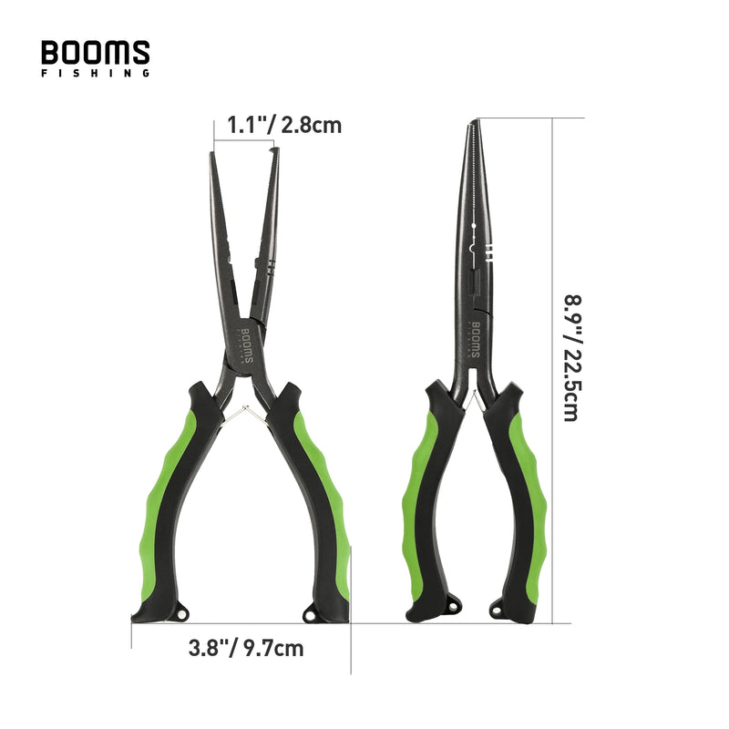 Load image into Gallery viewer, Booms Fishing F03 Multifunction Fishing Pliers Tools 23.5cm Straight Long Nose Stainless Steel Line Cutter Scissors Tools
