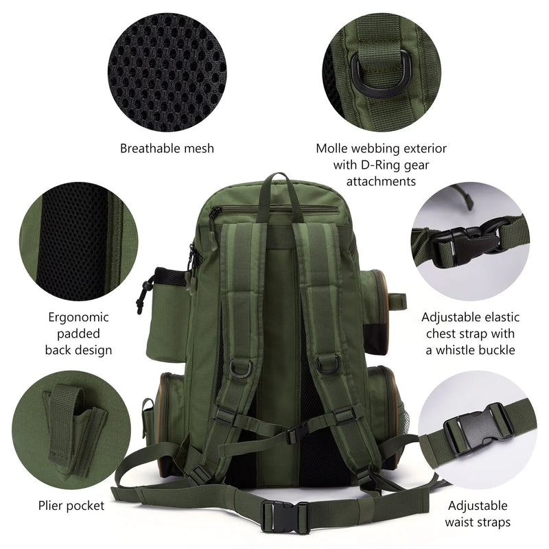 Load image into Gallery viewer, Bassdash Fishing Bag Tackle Backpack Lightweight Tactical Tackle Box Multifunctional
