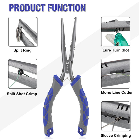Booms Fishing 23cm Pliers and 24cm Fish Gripper Fishing Tools Set for Split Ring Line Cutters Hook Remover Fishing Tackle Kit