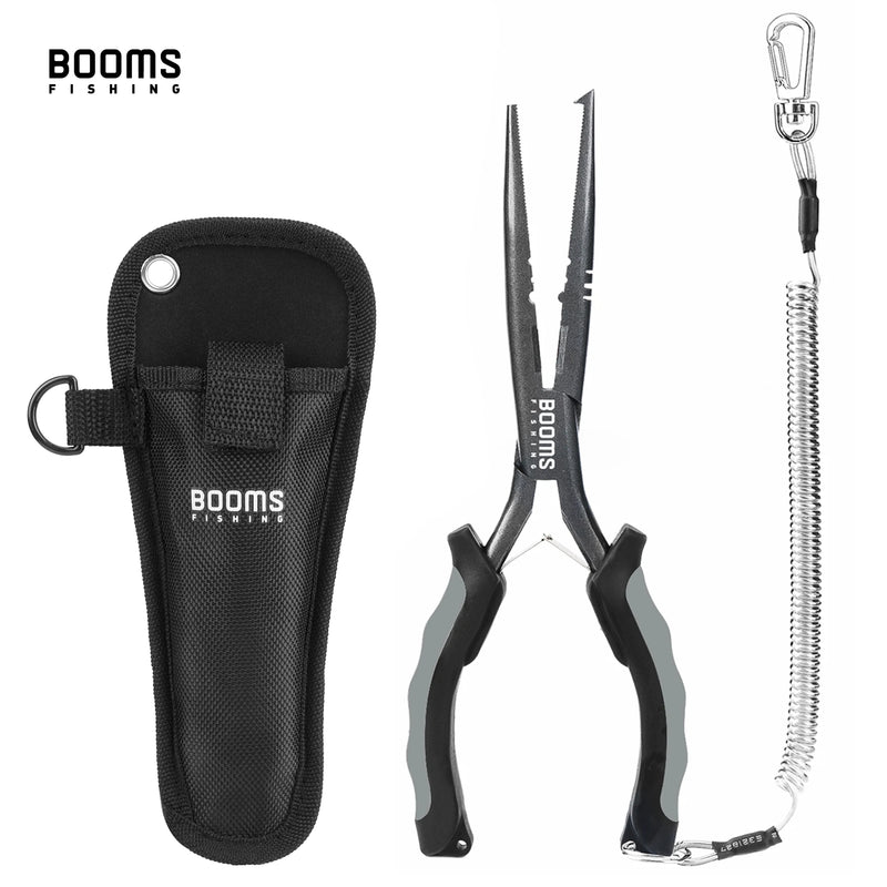 Load image into Gallery viewer, Booms Fishing F03 Multifunction Fishing Pliers Tools 23.5cm Straight Long Nose Stainless Steel Line Cutter Scissors Tools
