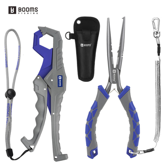Booms Fishing 23cm Pliers and 24cm Fish Gripper Fishing Tools Set for Split Ring Line Cutters Hook Remover Fishing Tackle Kit