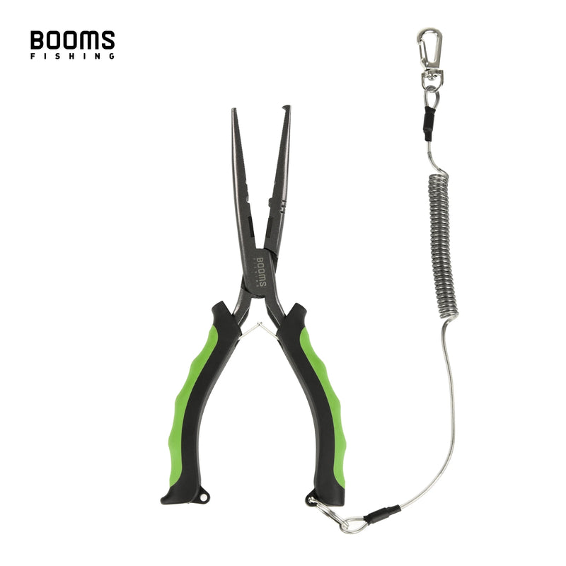Load image into Gallery viewer, Booms Fishing F03 Multifunction Fishing Pliers Tools 23.5cm Straight Long Nose Stainless Steel Line Cutter Scissors Tools
