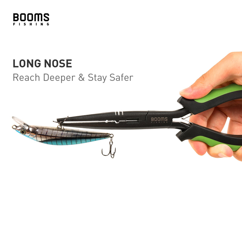 Load image into Gallery viewer, Booms Fishing F03 Multifunction Fishing Pliers Tools 23.5cm Straight Long Nose Stainless Steel Line Cutter Scissors Tools
