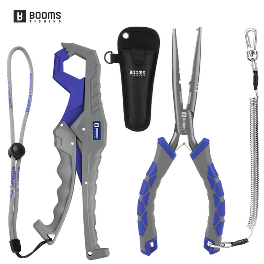 Booms Fishing 23cm Pliers and 24cm Fish Gripper Fishing Tools Set for Split Ring Line Cutters Hook Remover Fishing Tackle Kit